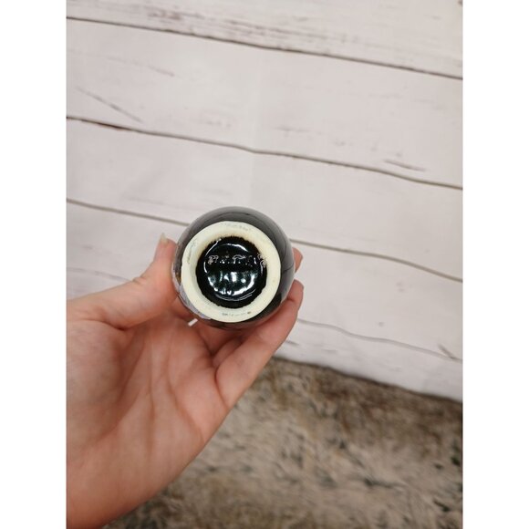 Vintage Hand-Painted Black Ceramic Vase With Gold Rim & Bird‎ Floral Design - Picture 4 of 7